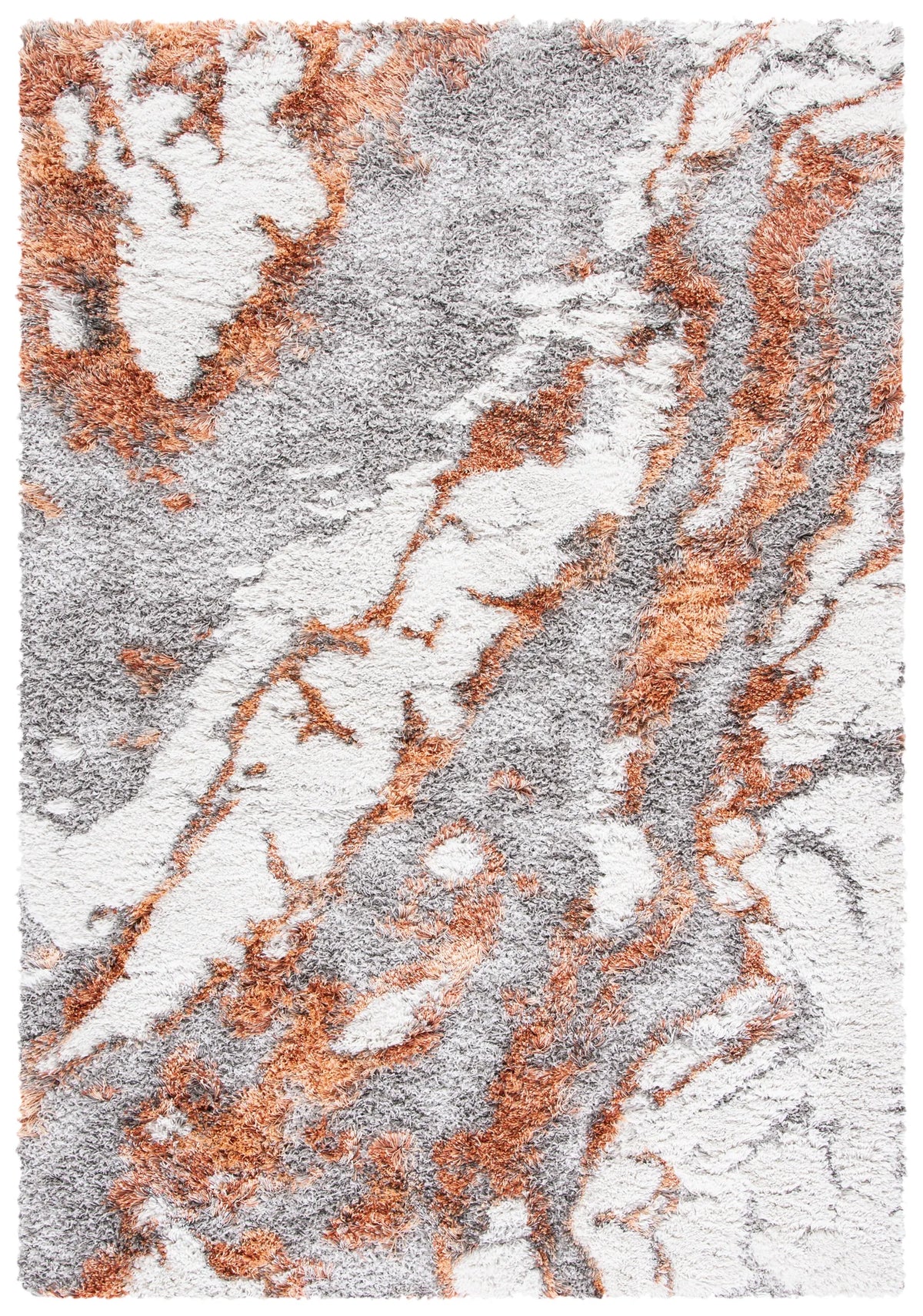 Safavieh Horizon Shag 800 4'-0" x 6'-0" Rug in Grey / Rust