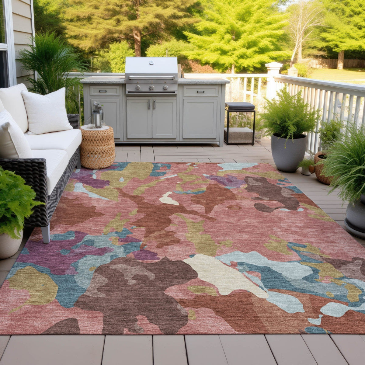 Addison Chantille ACN2161 Modern Machine Made Transitional Pink Rug