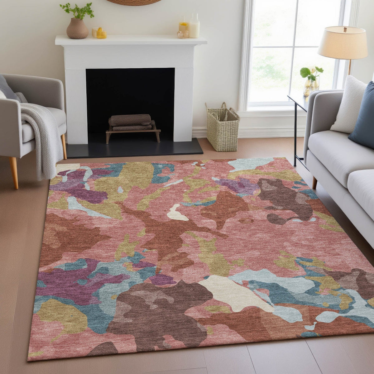 Addison Chantille ACN2161 Modern Machine Made Transitional Pink Rug