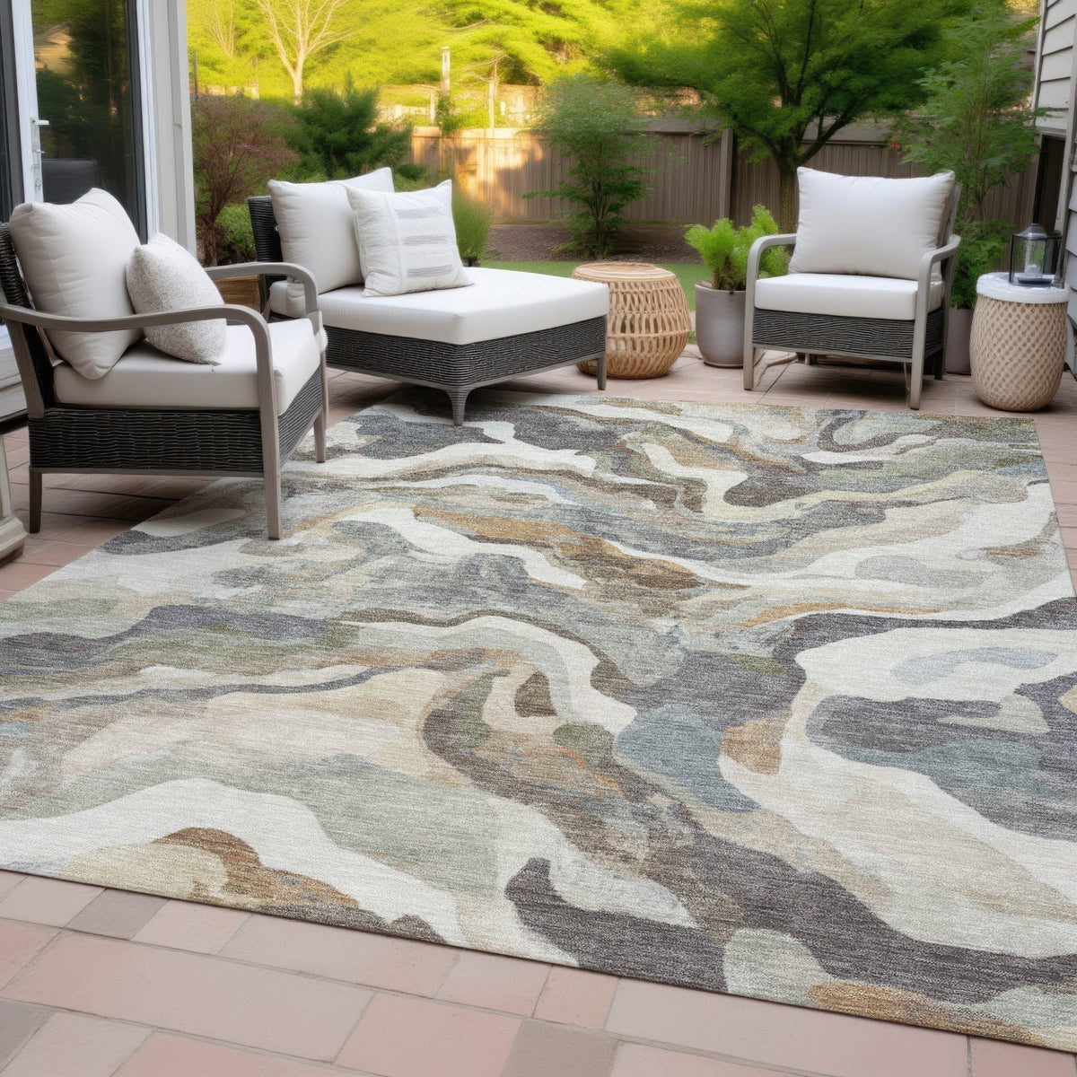 Addison Chantille ACN2162 Modern Machine Made Transitional Khaki Rug