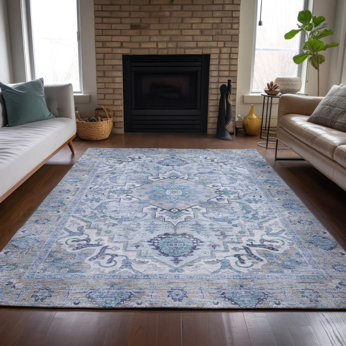 Addison Chantille ACN2163 Global Machine Made Traditional Blue Rug