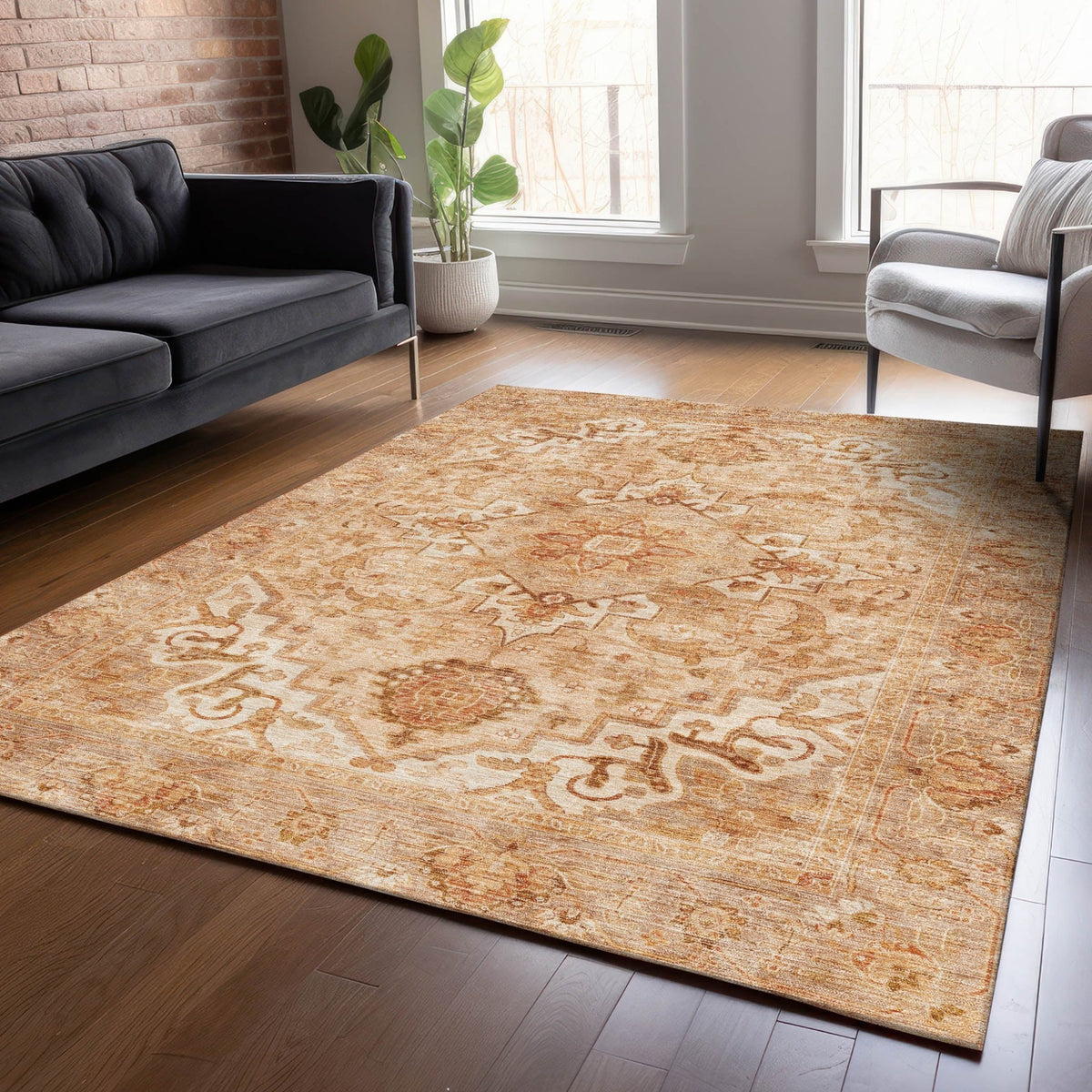 Addison Chantille ACN2164 Global Machine Made Traditional Copper Rug