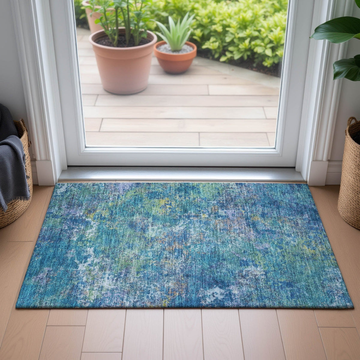 Addison Chantille ACN2166 Abstract Machine Made Transitional Blue Rug