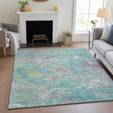 Addison Chantille ACN2166 Abstract Machine Made Transitional Teal Rug
