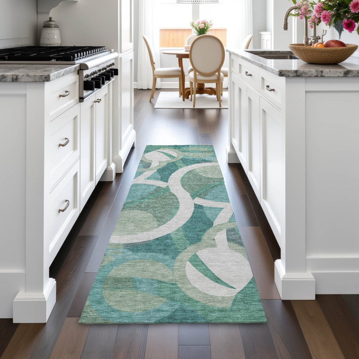 Addison Chantille ACN2167 Geometric Machine Made Transitional Teal Rug