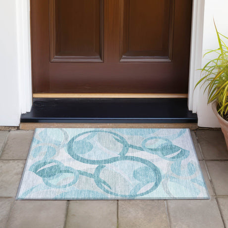 Addison Chantille ACN2168 Geometric Machine Made Transitional Teal Rug