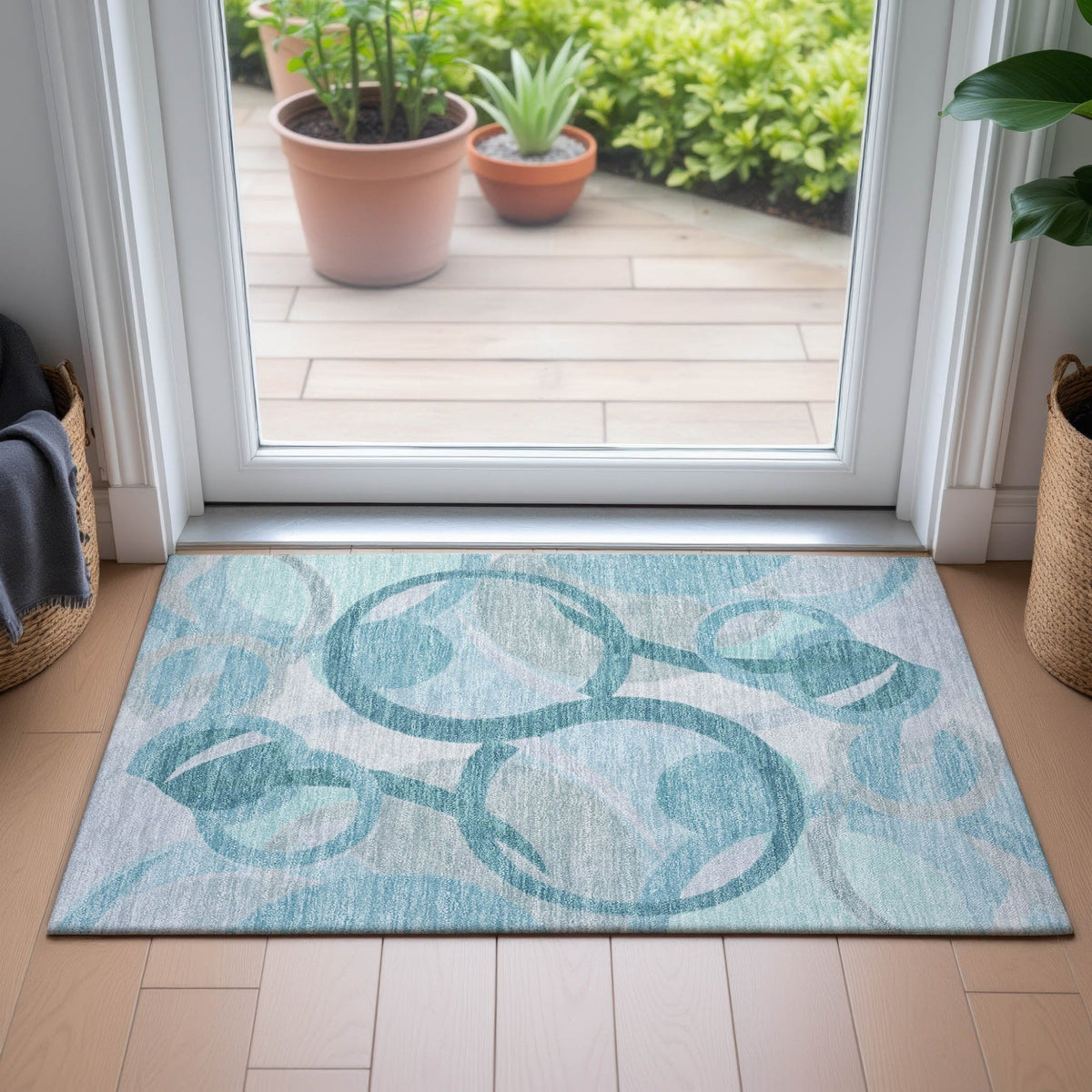 Addison Chantille ACN2168 Geometric Machine Made Transitional Teal Rug