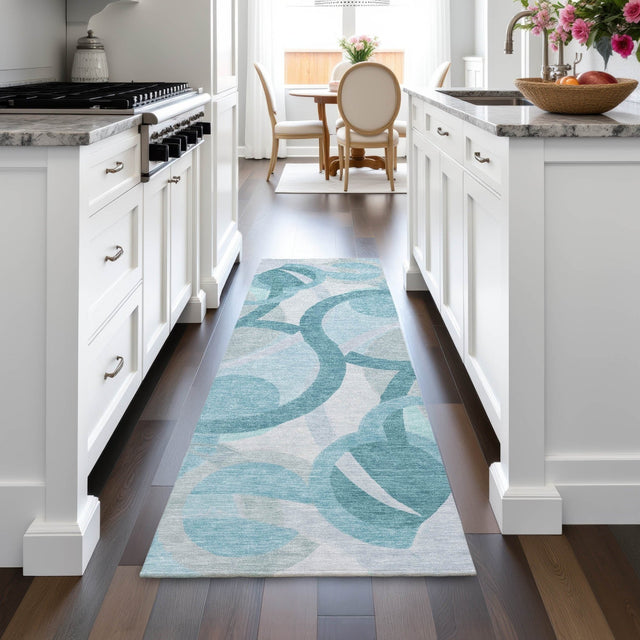 Addison Chantille ACN2168 Geometric Machine Made Transitional Teal Rug