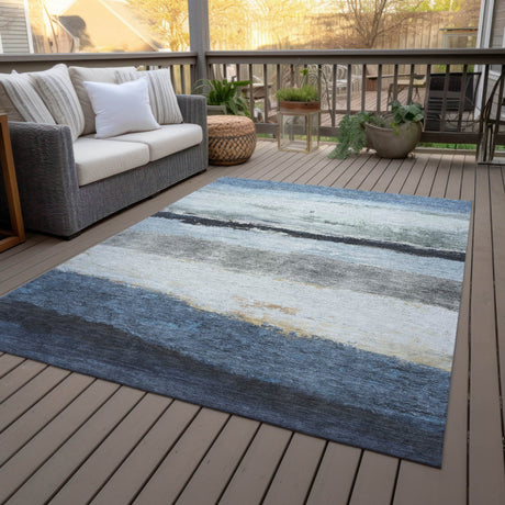Addison Chantille ACN2169 Stripes Machine Made Transitional Blue Rug