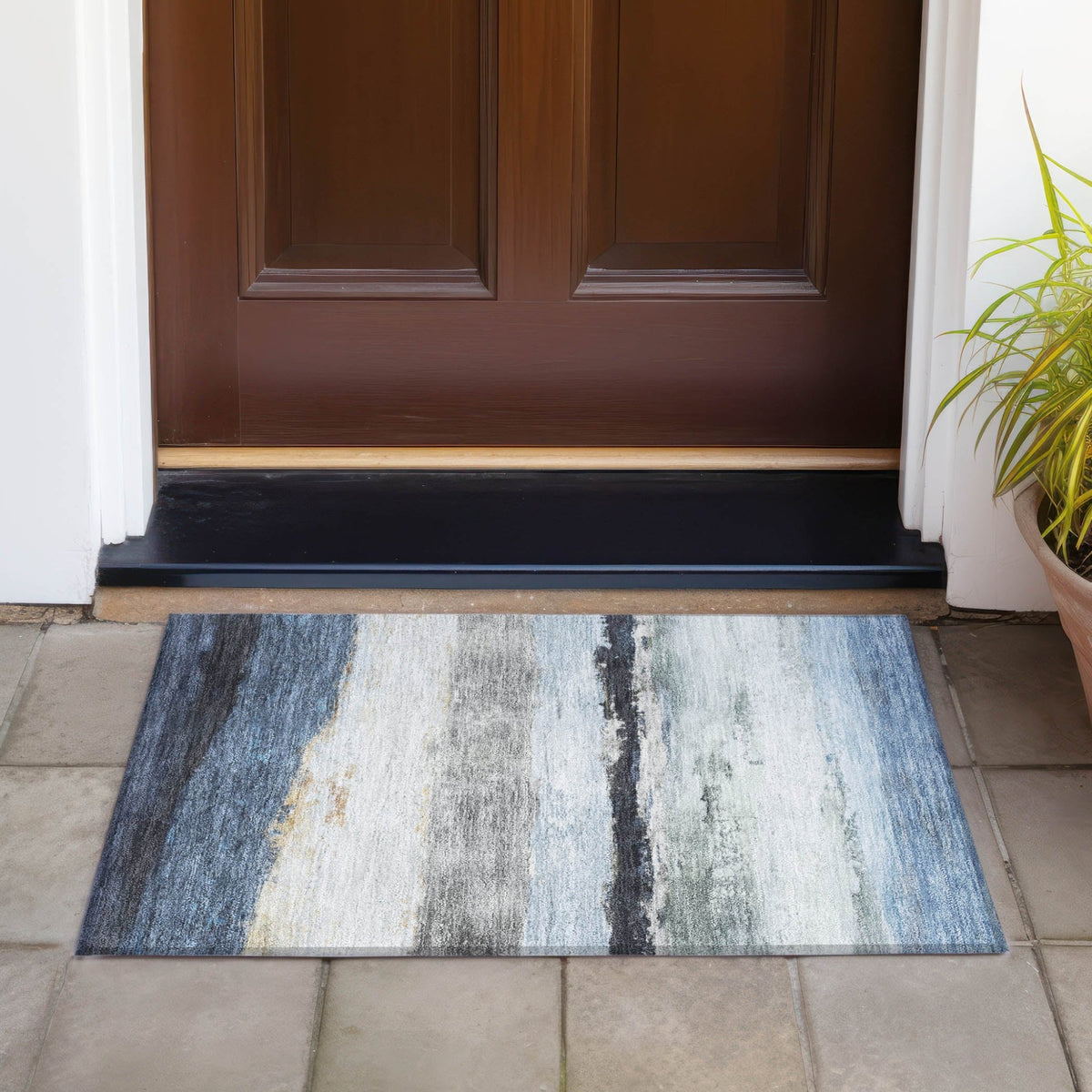 Addison Chantille ACN2169 Stripes Machine Made Transitional Blue Rug