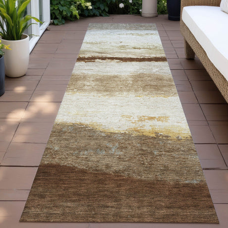 Addison Chantille ACN2169 Stripes Machine Made Transitional Brown Rug