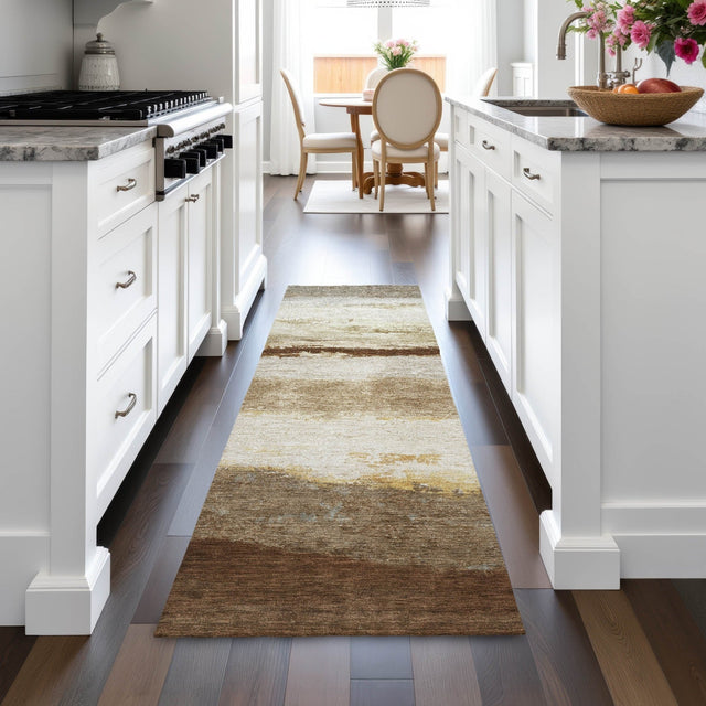 Addison Chantille ACN2169 Stripes Machine Made Transitional Brown Rug