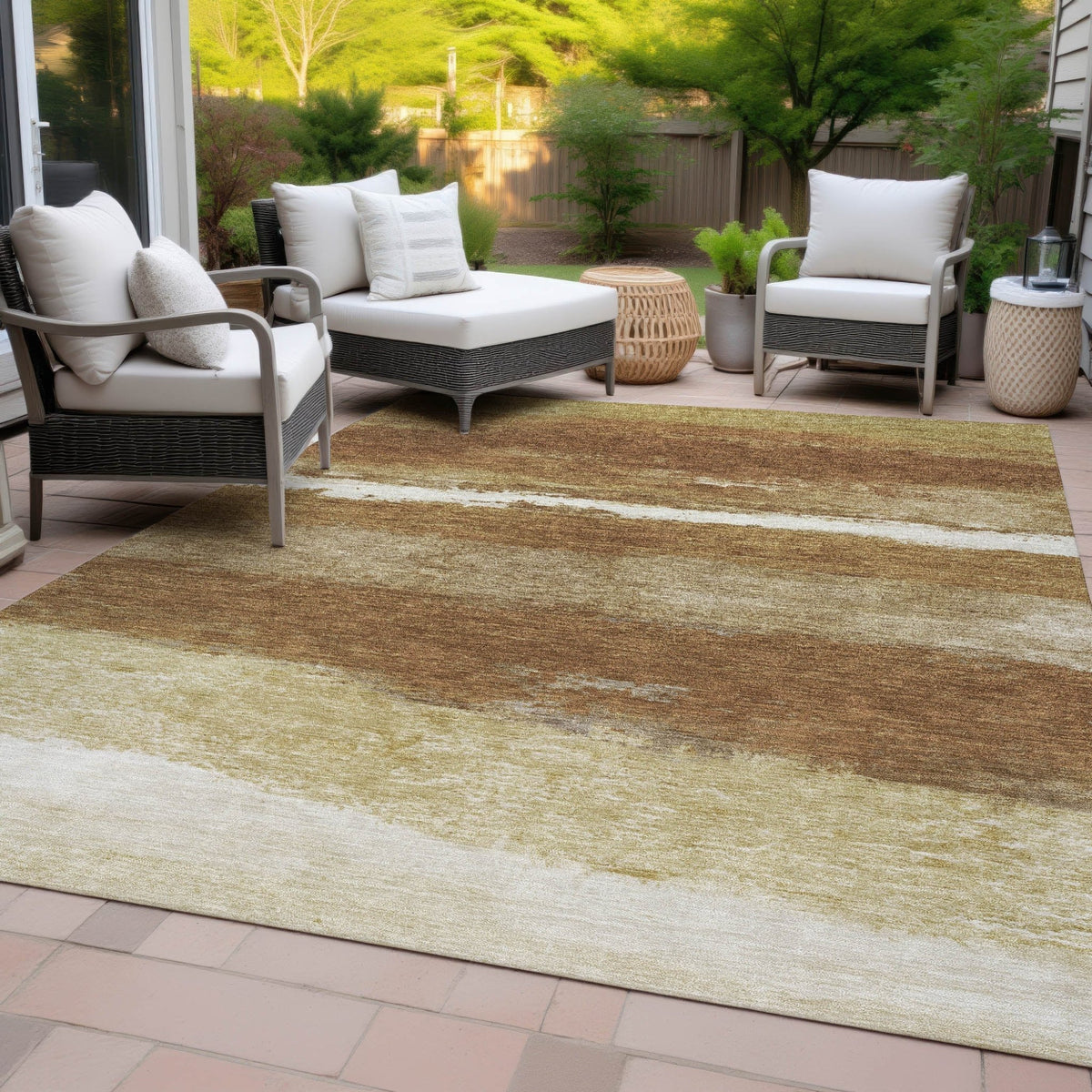 Addison Chantille ACN2169 Stripes Machine Made Transitional Paprika Rug