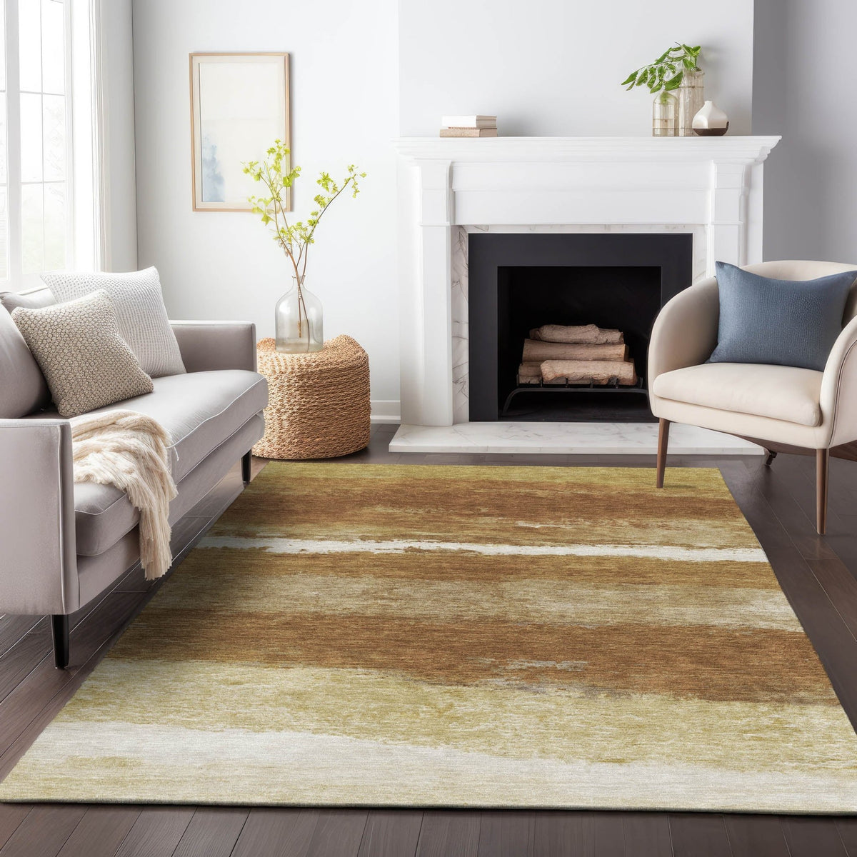 Addison Chantille ACN2169 Stripes Machine Made Transitional Paprika Rug
