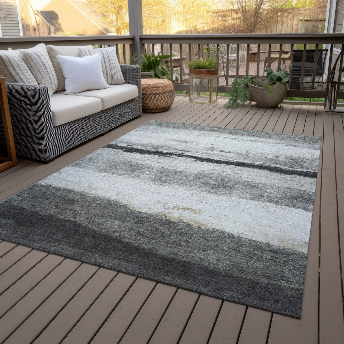 Addison Chantille ACN2169 Stripes Machine Made Transitional Pewter Rug