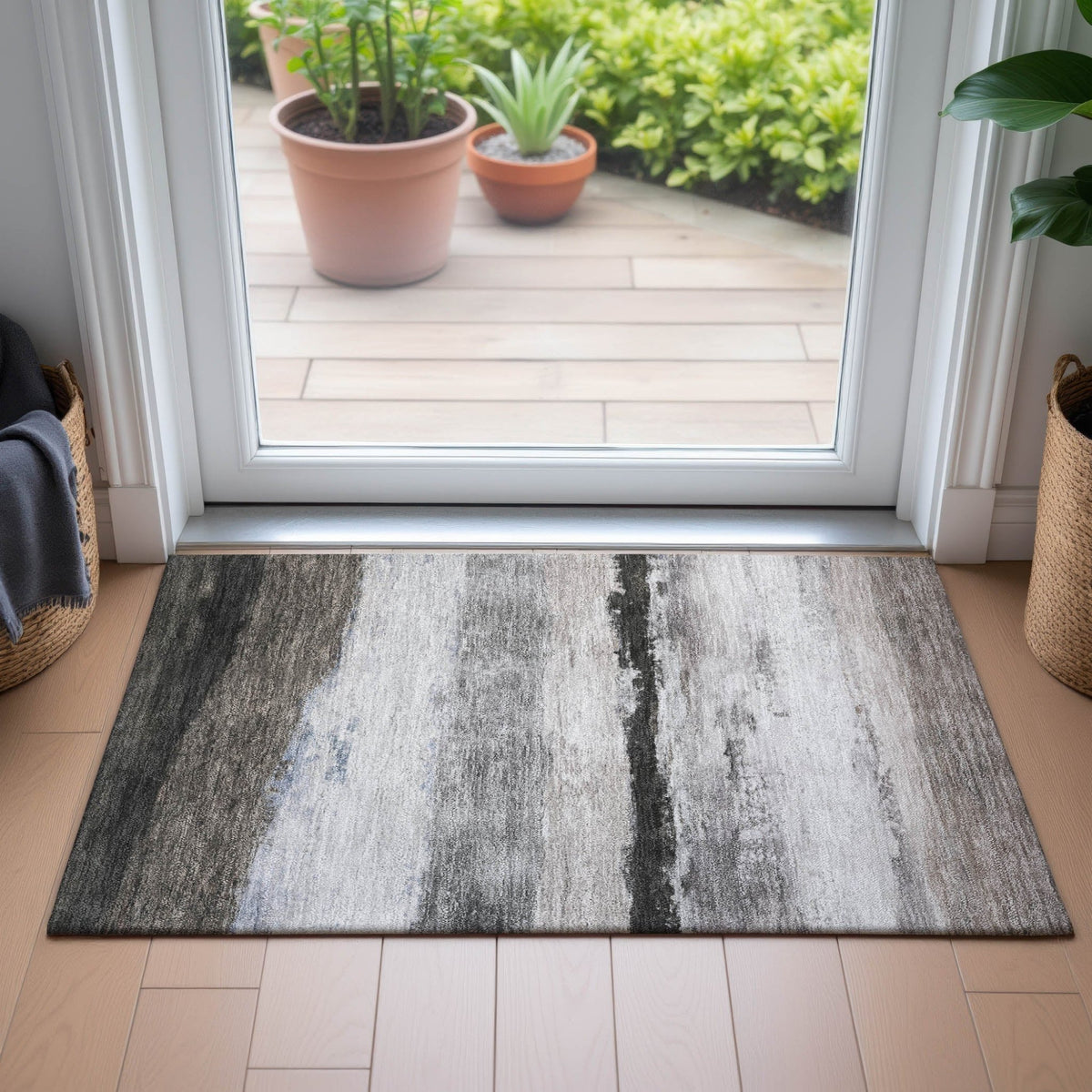 Addison Chantille ACN2169 Stripes Machine Made Transitional Taupe Rug