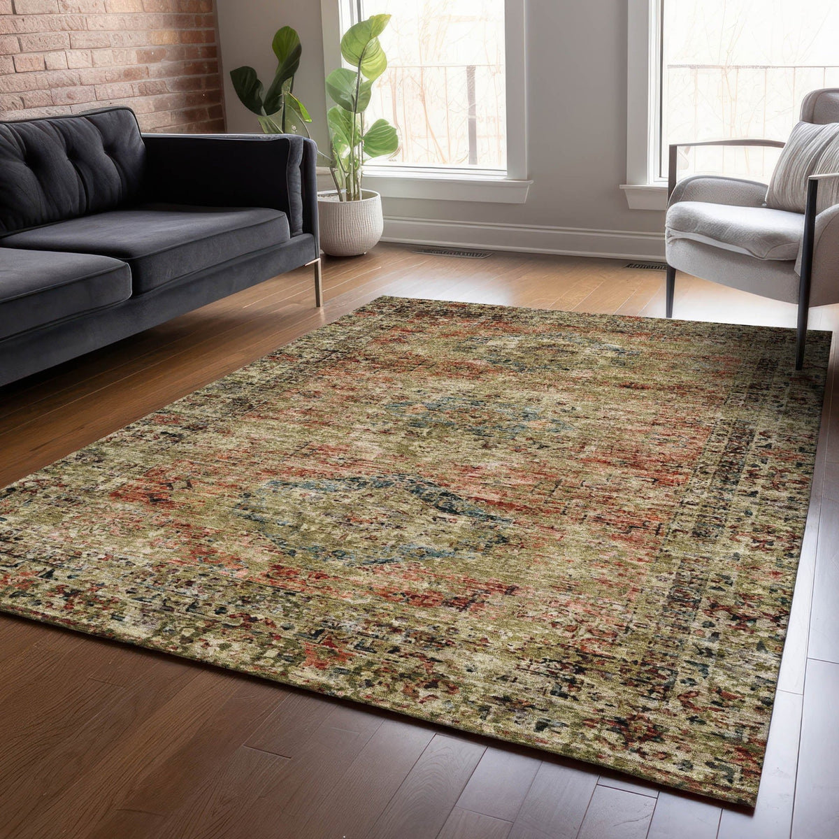Addison Chantille ACN2170 Global Machine Made Traditional Terracotta Rug