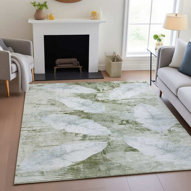 Addison Chantille ACN2172 Floral Machine Made Transitional Aloe Rug