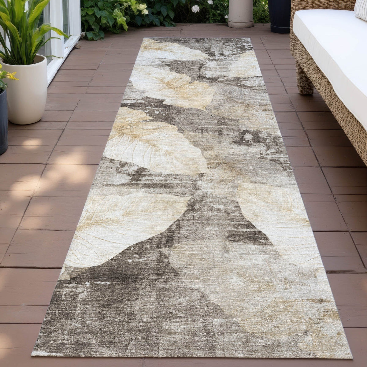 Addison Chantille ACN2172 Floral Machine Made Transitional Brown Rug