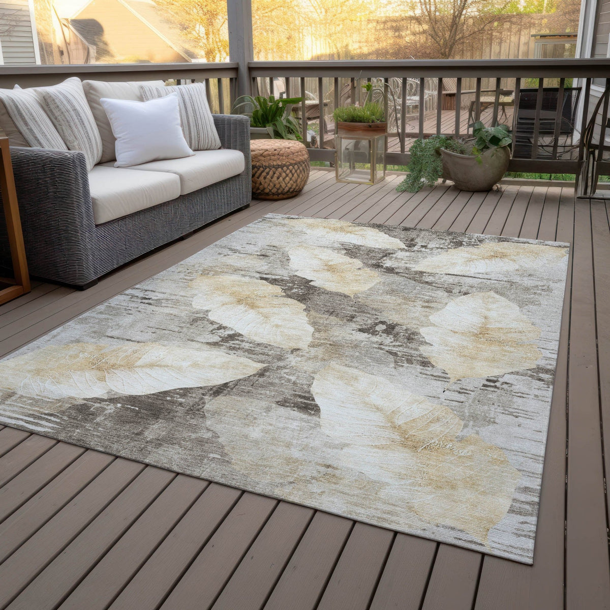 Addison Chantille ACN2172 Floral Machine Made Transitional Brown Rug