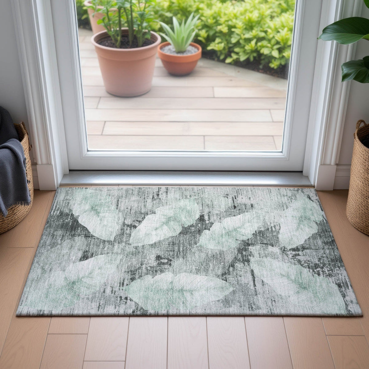 Addison Chantille ACN2172 Floral Machine Made Transitional Teal Rug