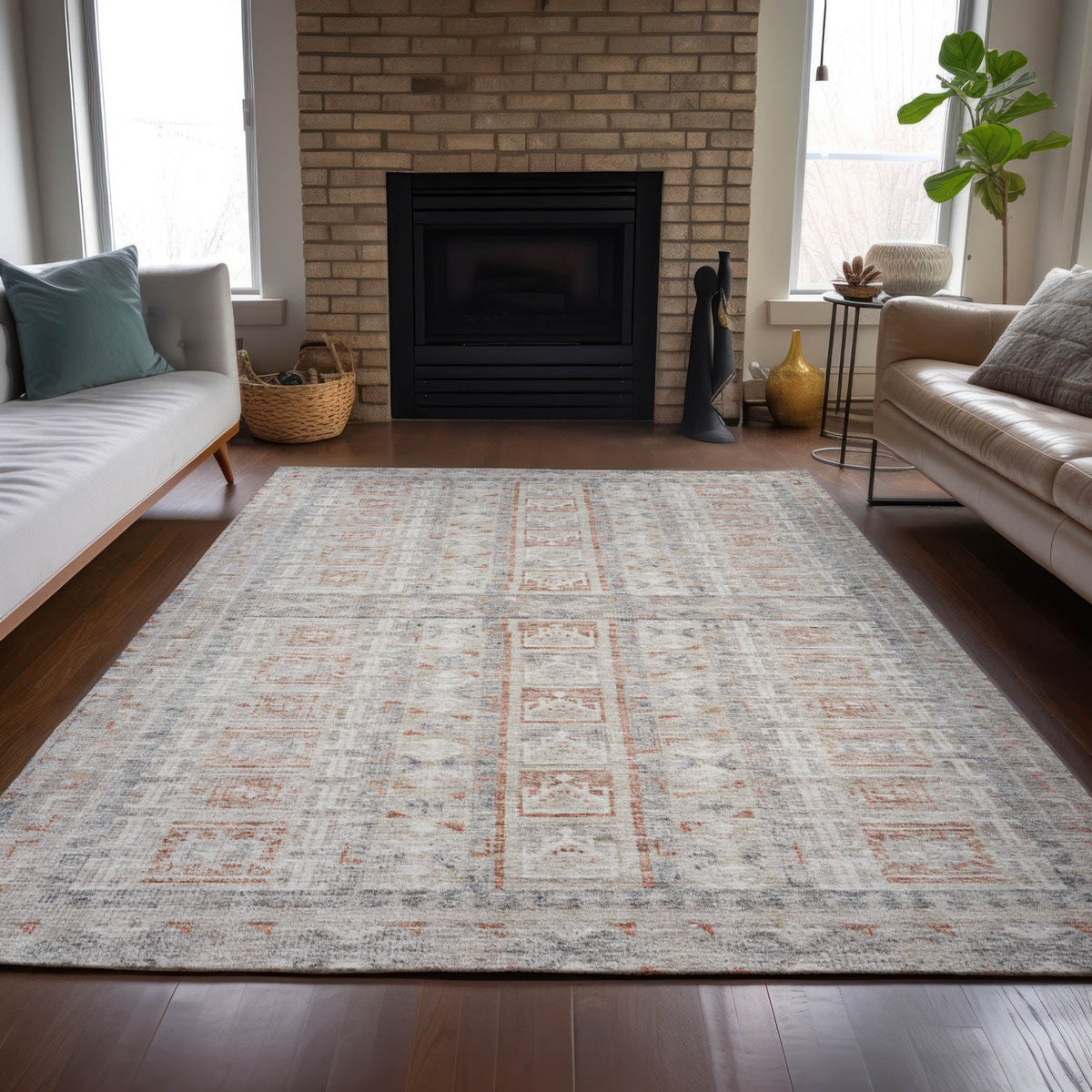 Addison Chantille ACN2173 Stripes Machine Made Transitional Beige Rug