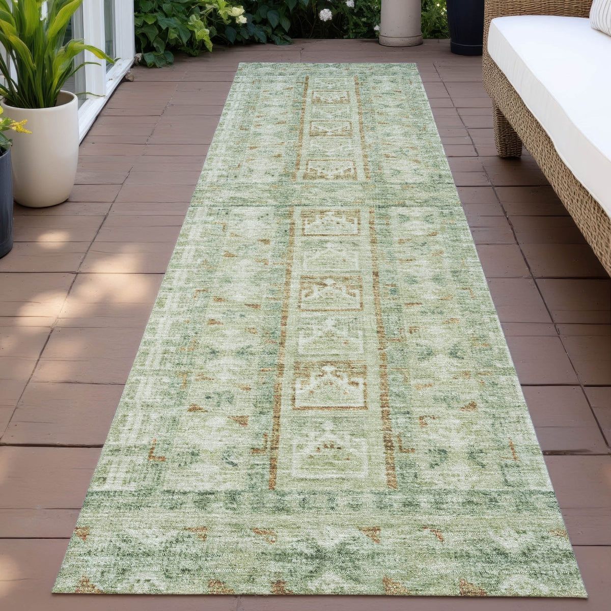Addison Chantille ACN2173 Stripes Machine Made Transitional Green Rug