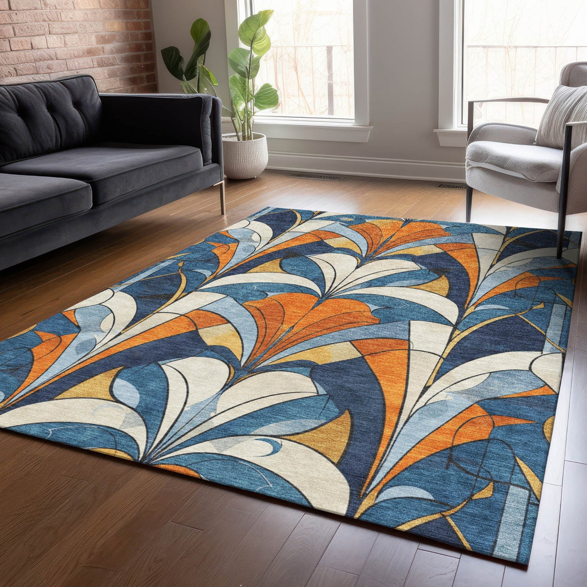Addison Chantille ACN2174 Modern Machine Made Transitional Blue Rug