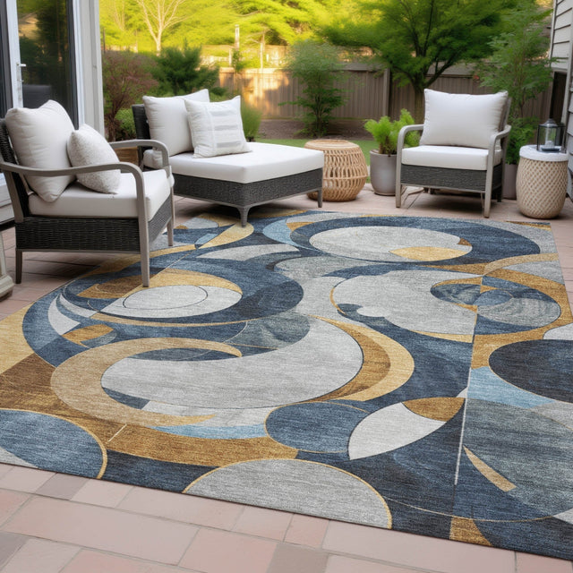 Addison Chantille ACN2175 Geometric Machine Made Transitional Blue Rug