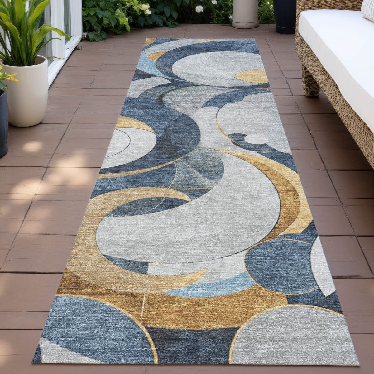Addison Chantille ACN2175 Geometric Machine Made Transitional Blue Rug
