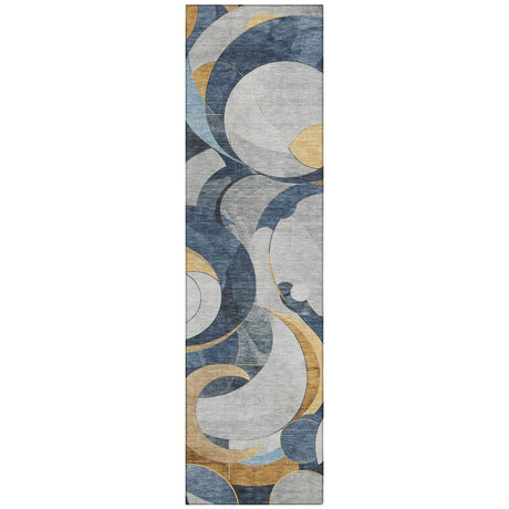 Addison Chantille ACN2175 Geometric Machine Made Transitional Blue Rug