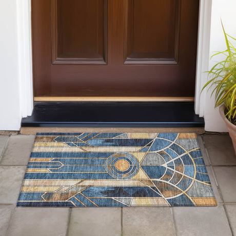 Addison Chantille ACN2176 Geometric Machine Made Transitional Blue Rug