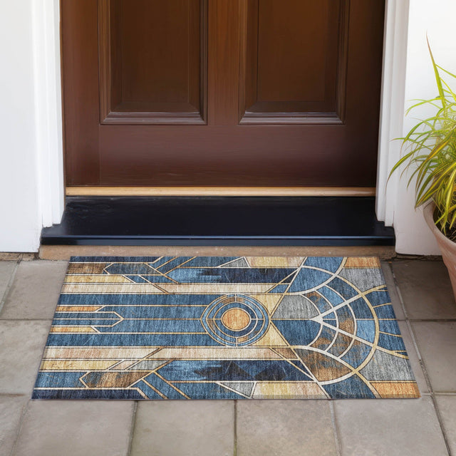 Addison Chantille ACN2176 Geometric Machine Made Transitional Blue Rug