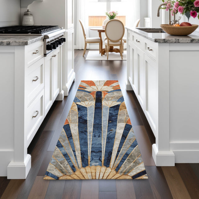 Addison Chantille ACN2177 Geometric Machine Made Transitional Navy Rug