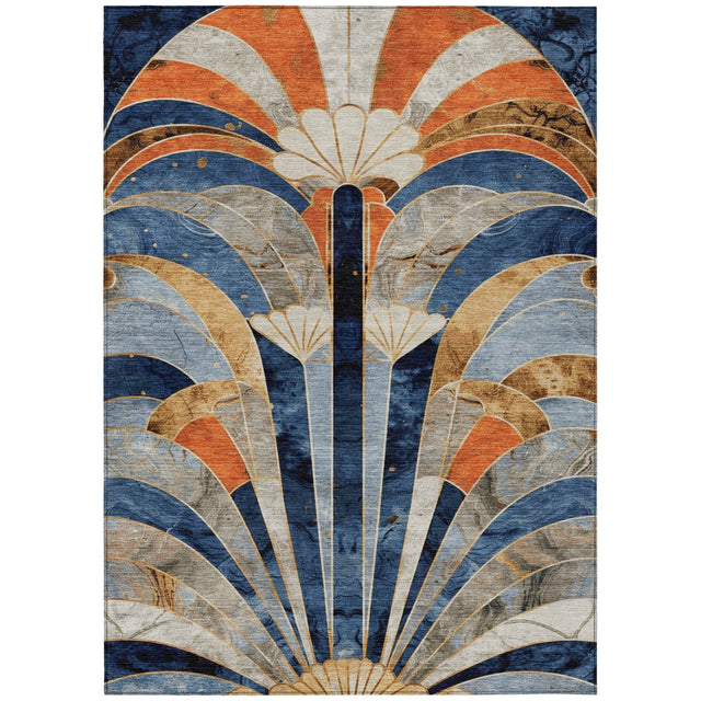 Addison Chantille ACN2177 Geometric Machine Made Transitional Navy Rug