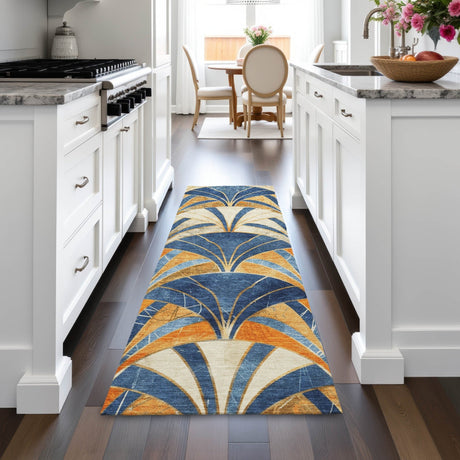 Addison Chantille ACN2178 Geometric Machine Made Transitional Blue Rug