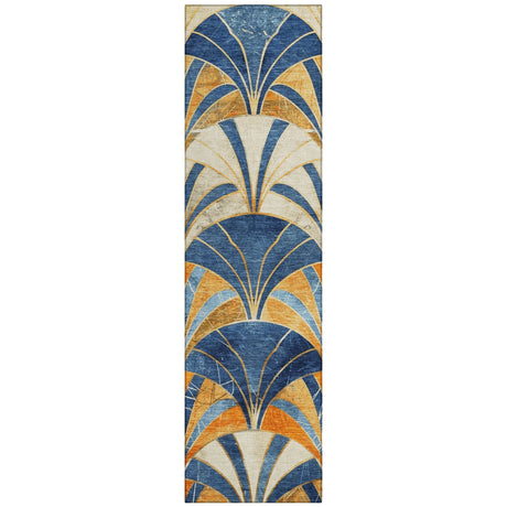 Addison Chantille ACN2178 Geometric Machine Made Transitional Blue Rug