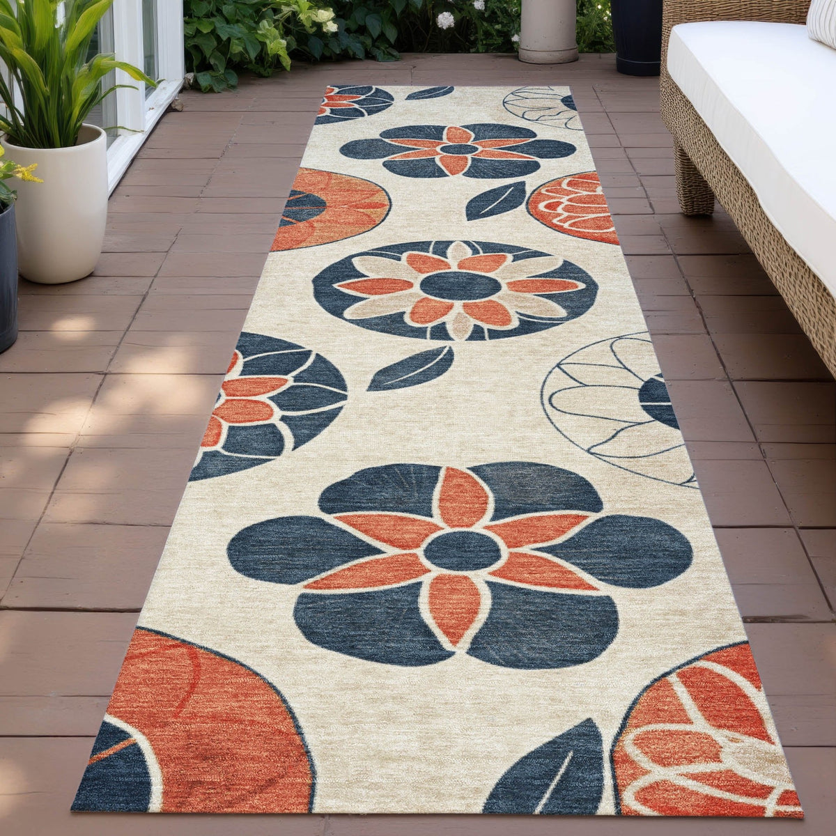 Addison Chantille ACN2179 Floral Machine Made Transitional Beige Rug