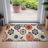 Addison Chantille ACN2179 Floral Machine Made Transitional Beige Rug