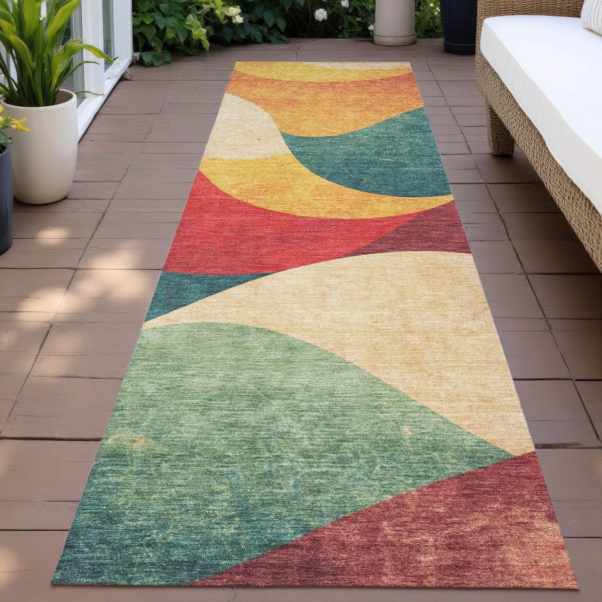 Addison Chantille ACN2184 Swirls Machine Made Transitional Orange Rug
