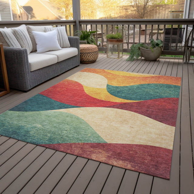 Addison Chantille ACN2184 Swirls Machine Made Transitional Orange Rug