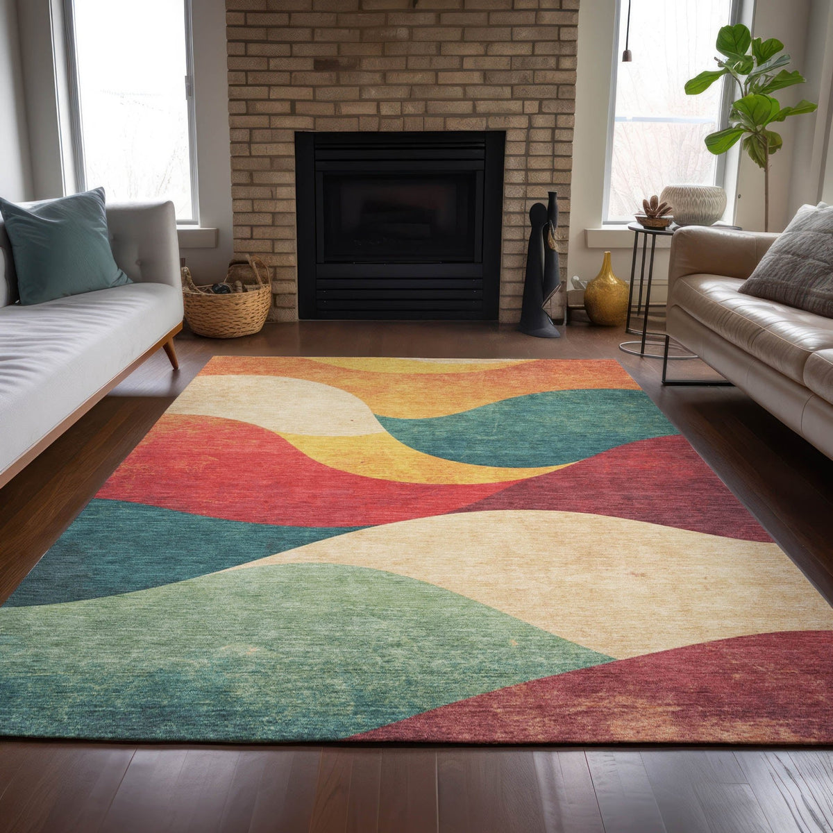 Addison Chantille ACN2184 Swirls Machine Made Transitional Orange Rug