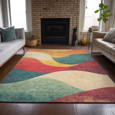 Addison Chantille ACN2184 Swirls Machine Made Transitional Orange Rug