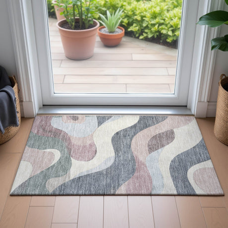 Addison Chantille ACN2186 Swirls Machine Made Transitional Blush Rug
