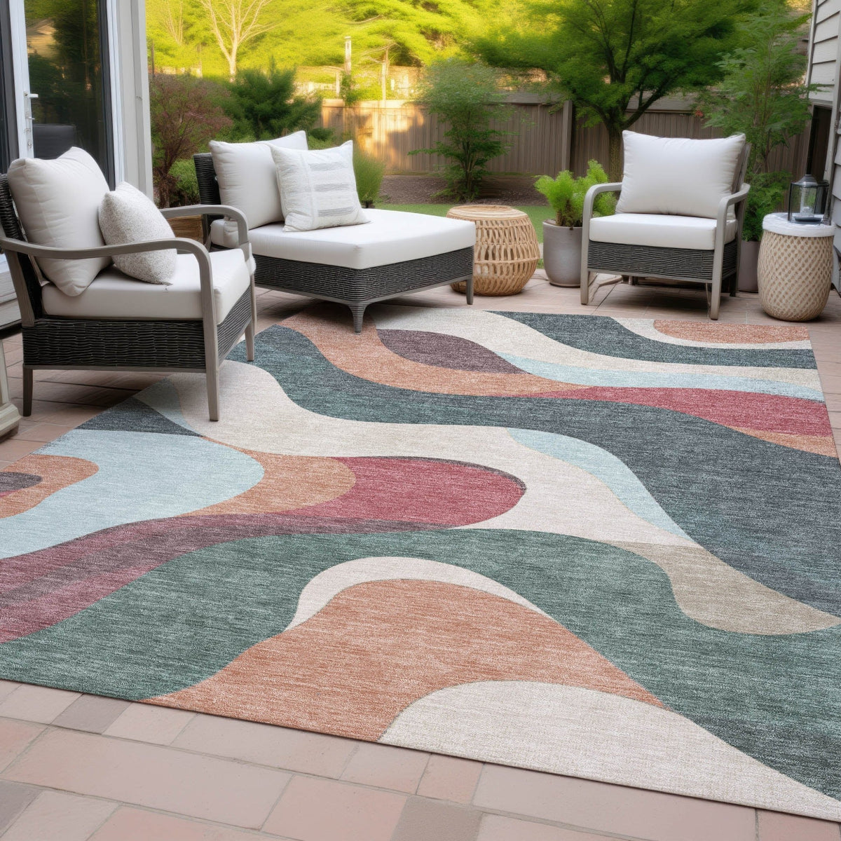 Addison Chantille ACN2186 Swirls Machine Made Transitional Coral Rug