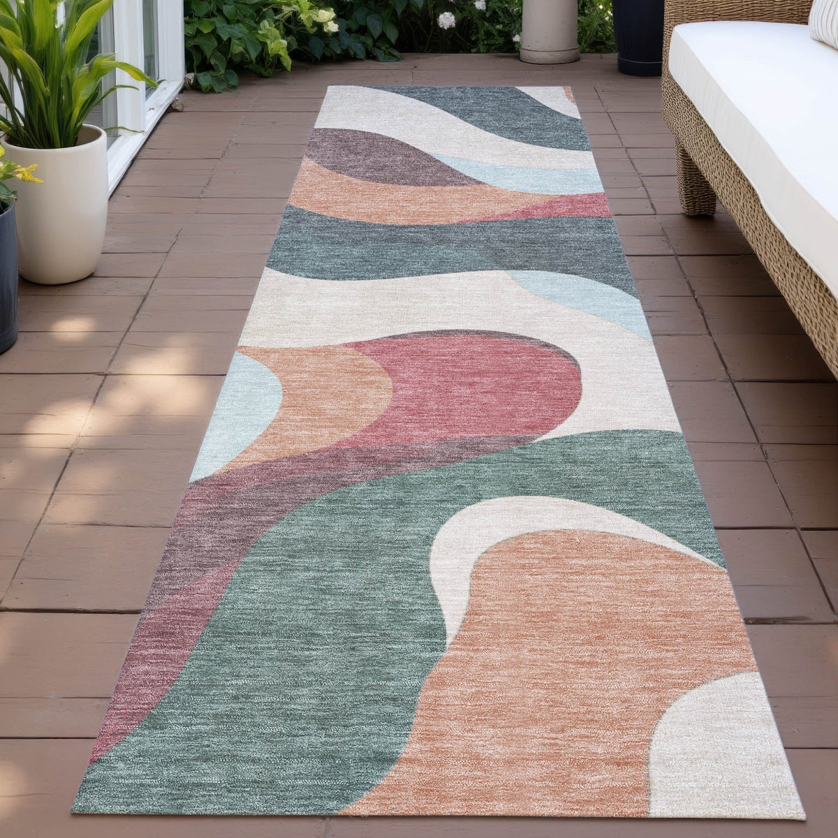 Addison Chantille ACN2186 Swirls Machine Made Transitional Coral Rug