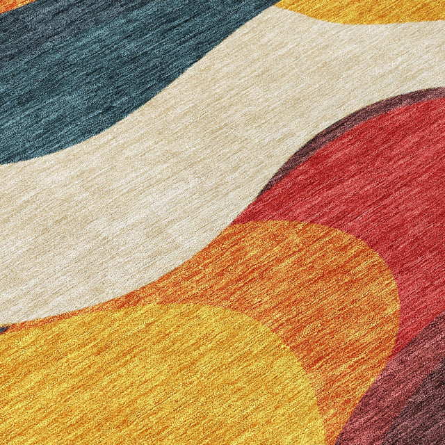 Addison Chantille ACN2186 Swirls Machine Made Transitional Orange Rug