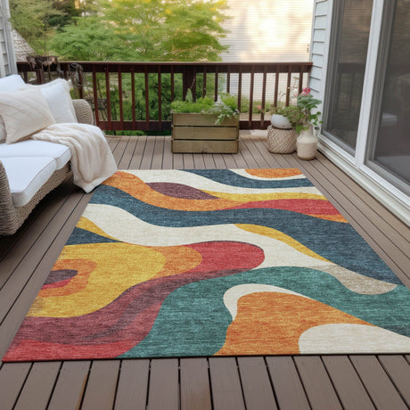Addison Chantille ACN2186 Swirls Machine Made Transitional Orange Rug