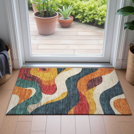 Addison Chantille ACN2186 Swirls Machine Made Transitional Orange Rug