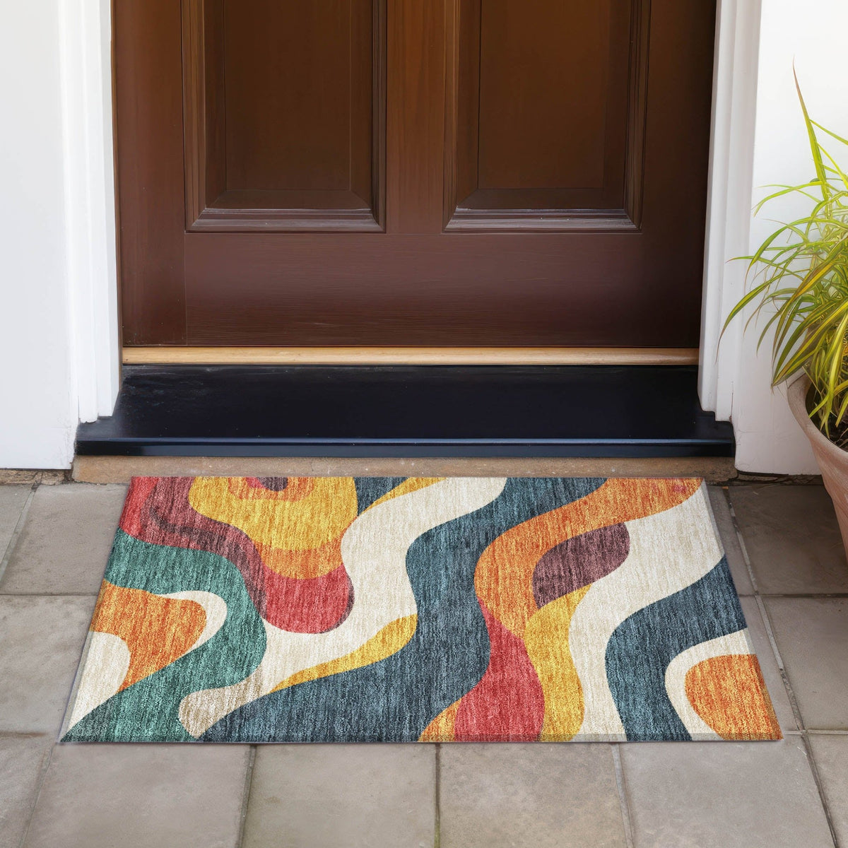 Addison Chantille ACN2186 Swirls Machine Made Transitional Orange Rug